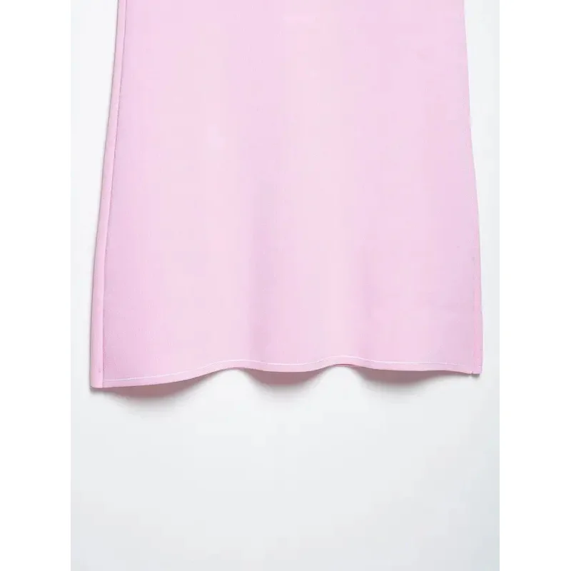 Women's Sleeveless Knitted Mini Dress Summer Sweet French Style with Pockets Elegant Party Wear