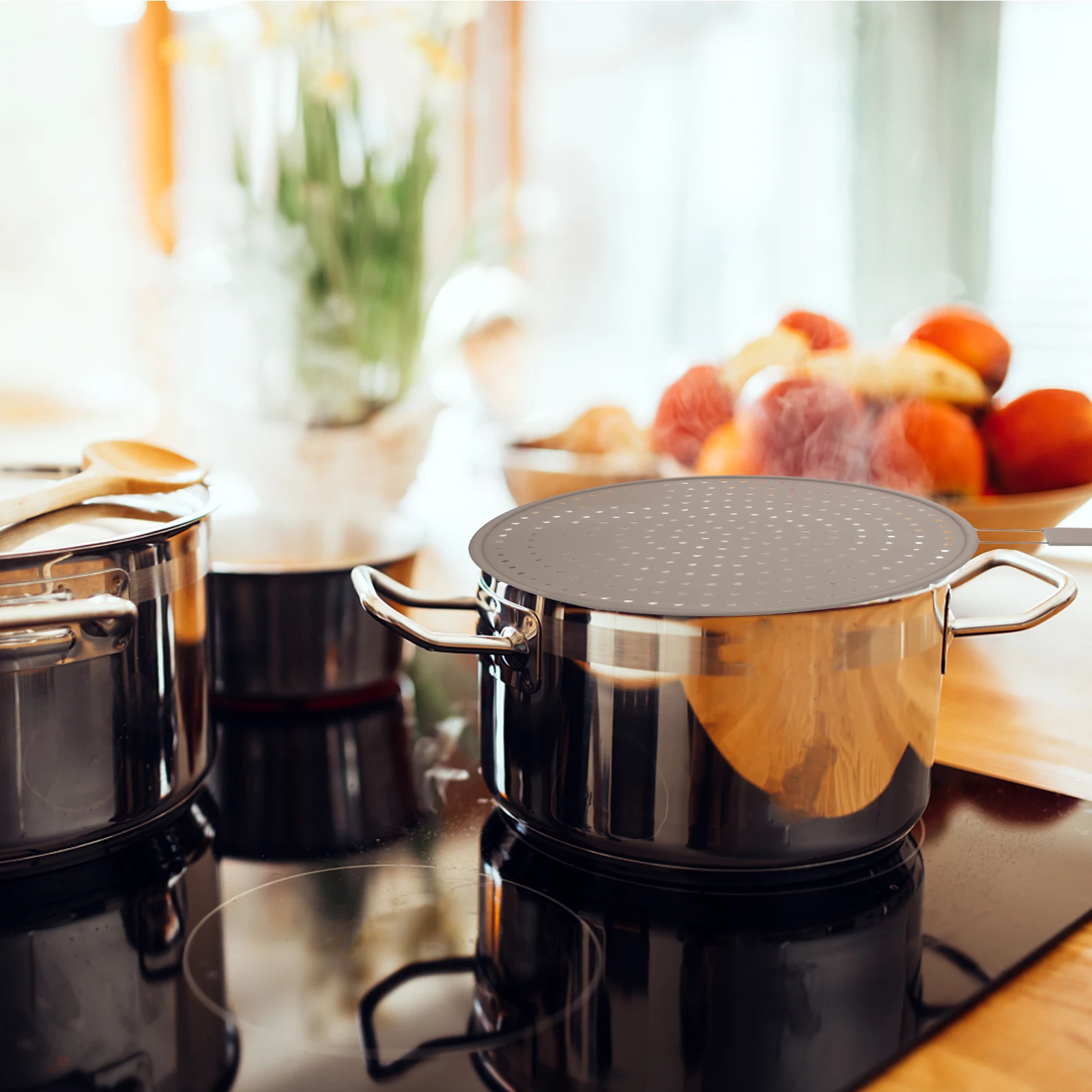 

Silicone Splatter Screen 8 Inch Anti-Splash Pot Lid For Frying Pan Oil Guard Kitchen Cooking Tool Household Filter Lid