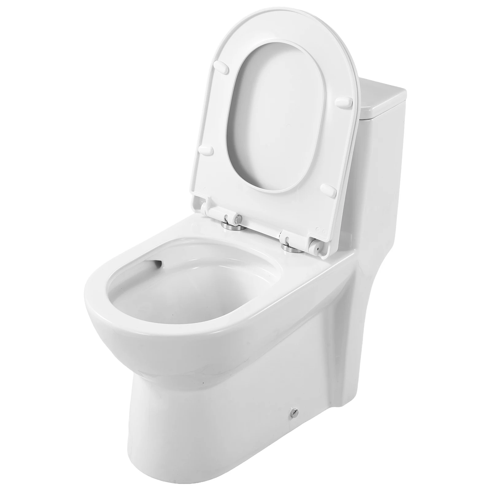 

SucceBuy One-Piece Toilet Elongated Vortex Dual-Flush Toilets for Bathroom with Comfortable Chair Seat Easy-Clean Skirted Design