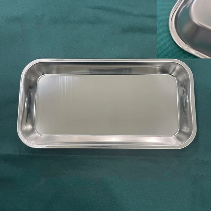 1pc Stainless Steel Lab Trays - Polished Surface, Durable Multi-Purpose for Lab, Surgical & Tattoo Tools, Easy-Clean Containers