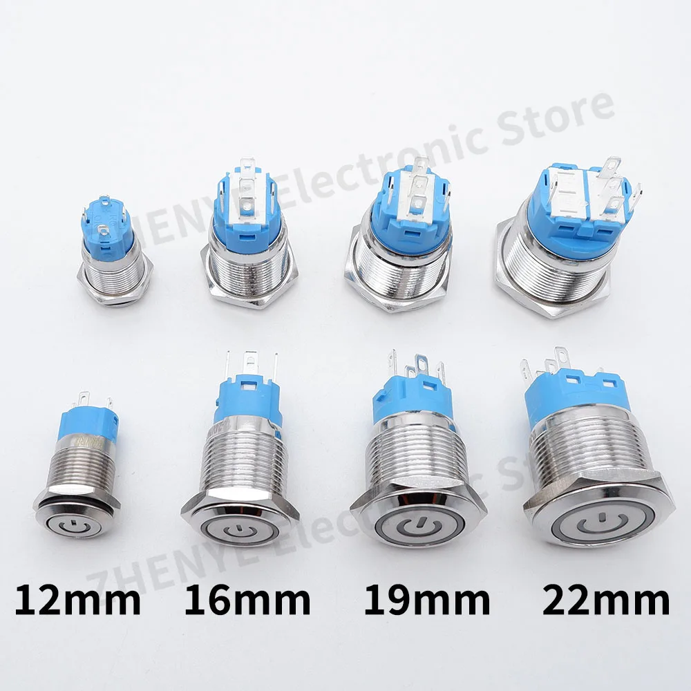 12mm 16mm 19mm 22mm Metal Switch Button Push With Wire Waterproof On Off Momentary/Latching Led Light Start Stop 5V 12V 24V 220V