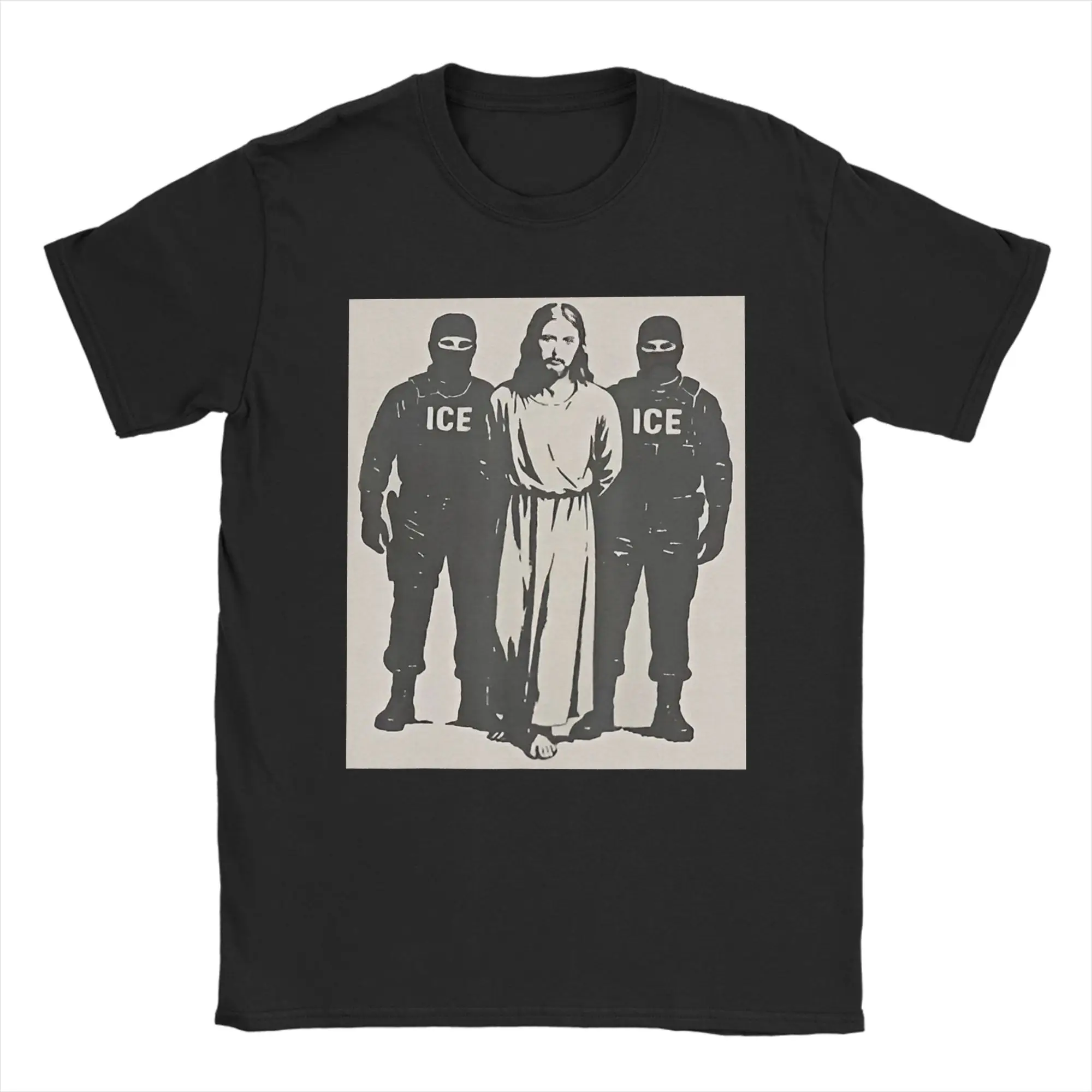 Men Abolish ICE Arresting Jesus T Shirts Anti Deportation Cotton Clothes Funny Short Sleeve Round Collar Tee Gift Idea T-Shirt