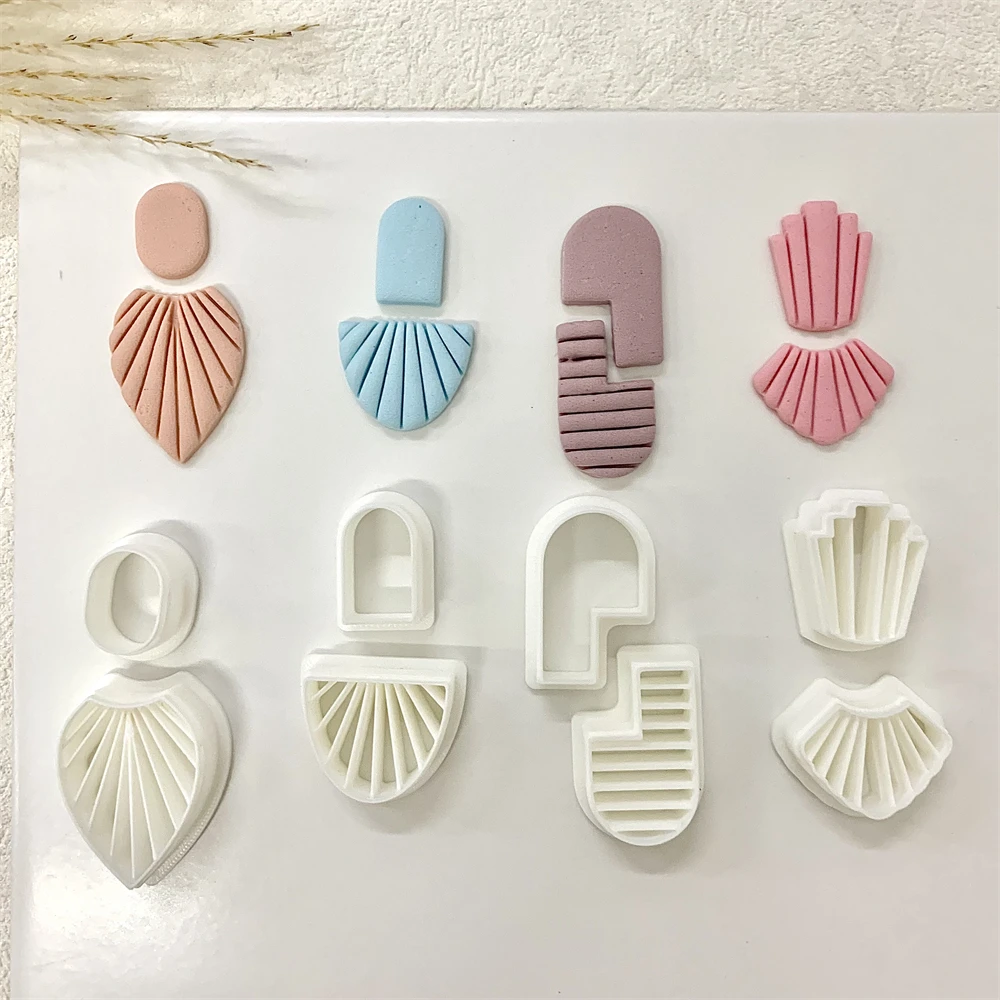 Minimalism French Style Art Decor Polymer Cutters Polymer Clay Cutter Geometric Fan Shaped Mold for DIY Pendant Earrings Jewelry