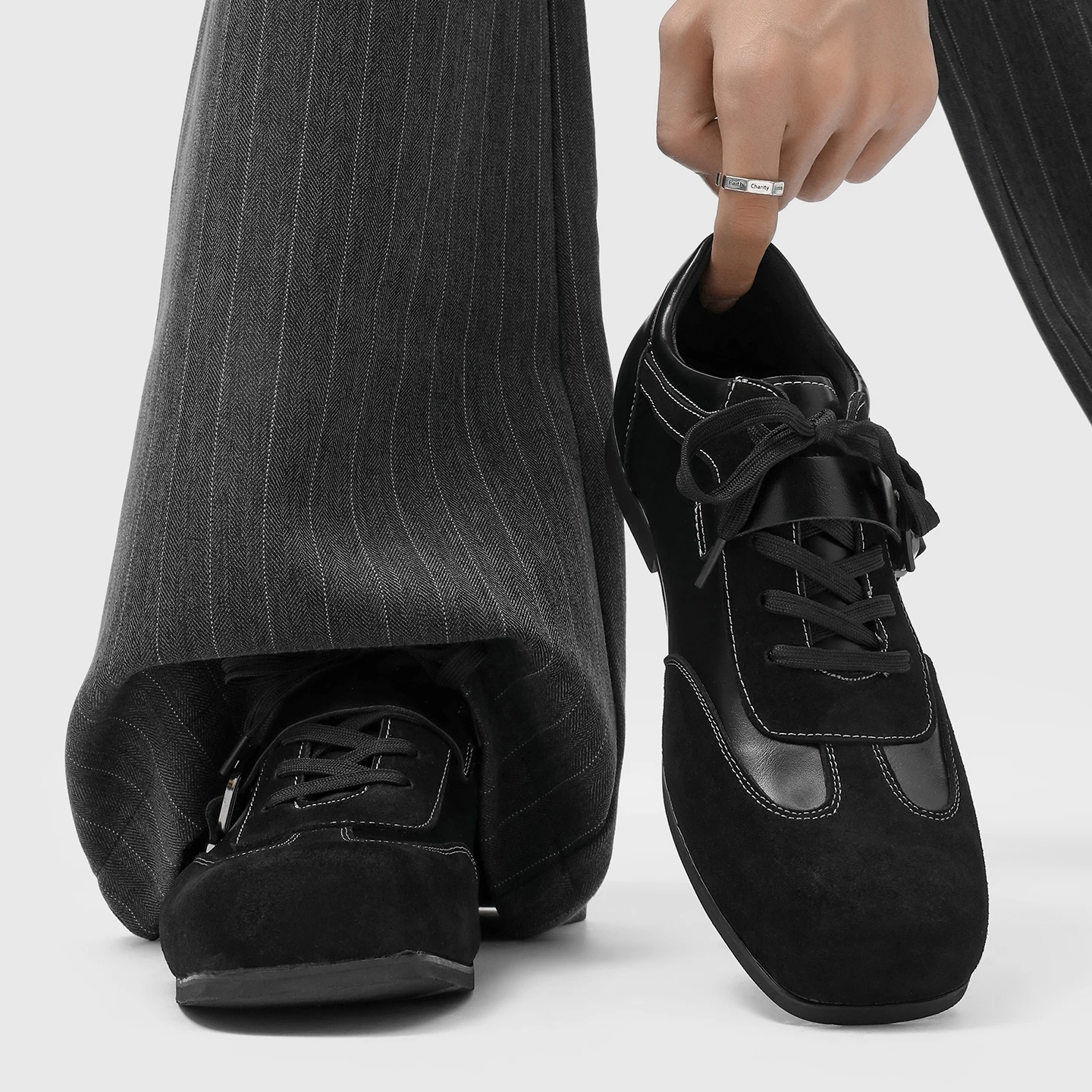 New Men Spliced Casual Forrest Gump Shoes Exquisite White Stitching Belt Buckle Decoration Suitable for Daily Commuting