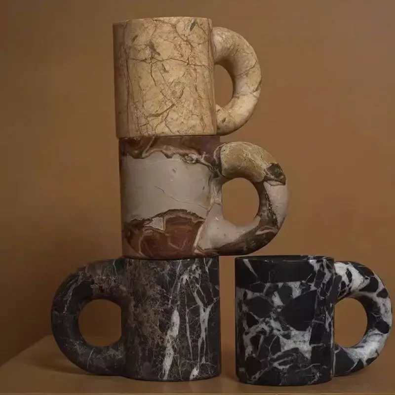 كوب من الرخام الطبيعي نموذج غرفة القهوة كوب سطح المكتب زخرفة فنجان الشاي الزخرفية