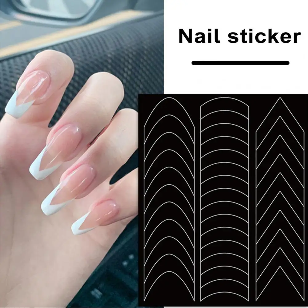 6 Sheets Manicure Hollow French Stickers Smile Stickers Wave Line Nail Stickers Tool Jewelry Nail Polish Spray Stickers