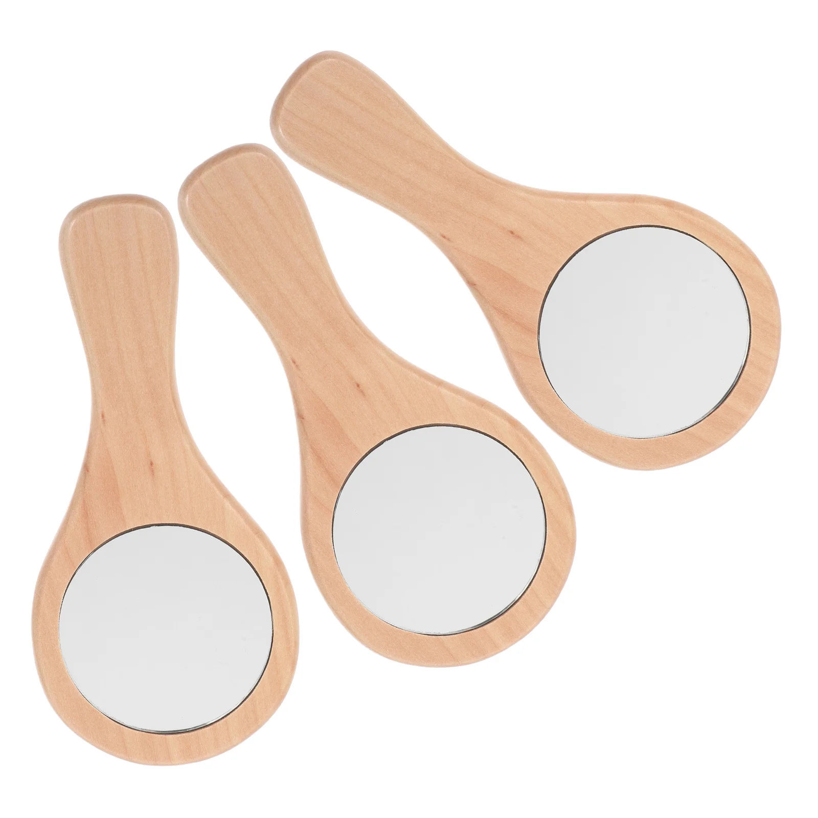 3 szt. Ręczne lusterko do makijażu Mini Przenośne Okrągłe Drewniane Lusterko Podróżne Kieszonkowe do Makijażu i Golenia dla Kobiet i Mężczyzn