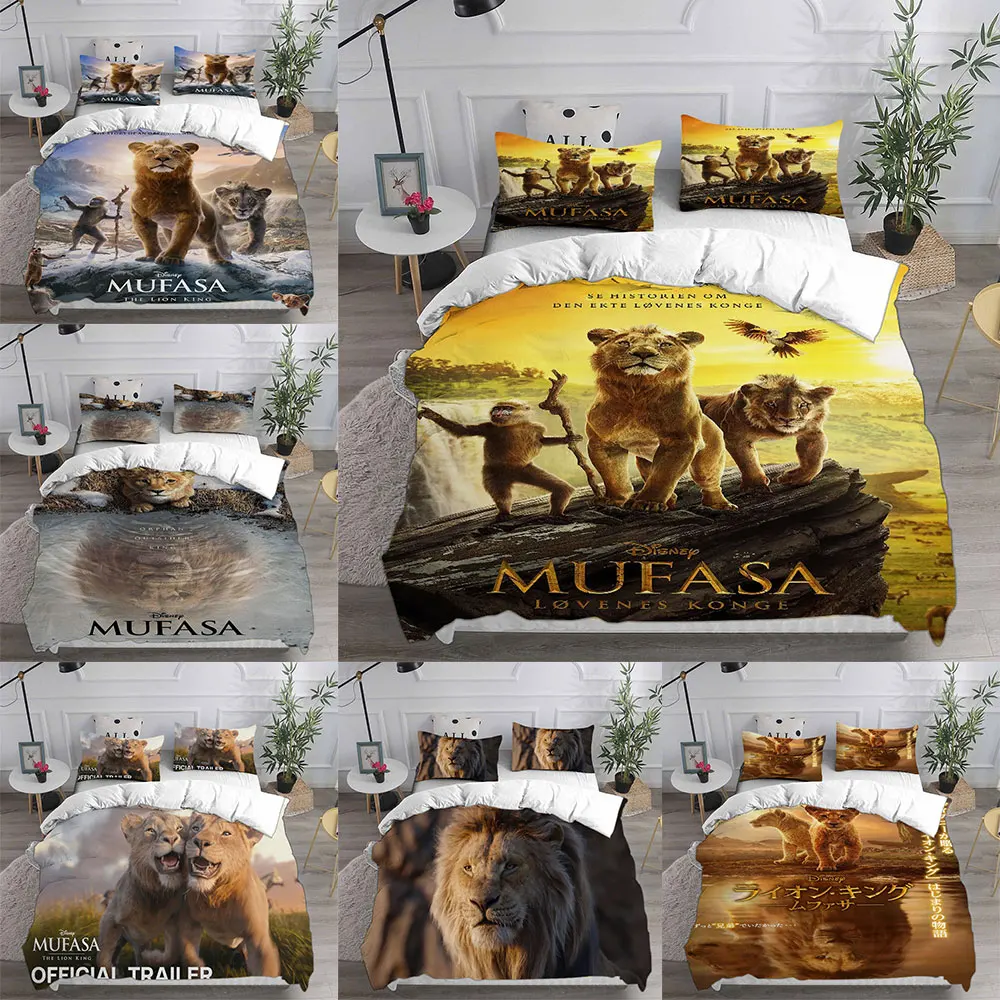 

Mufasa The Lion King (2024) Bedding Sets Bed Cover Comforter Duvet Cover Pillow Case 2-3 Pieces Sets Teenagers Children's Gifts