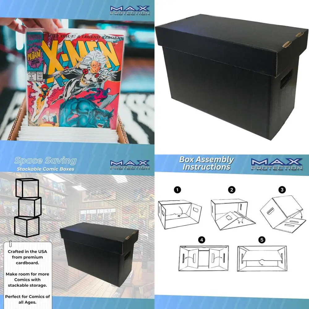 

Stackable Comic Book Storage Cases - Black, Double-Walled, Holds 150-175 Issues