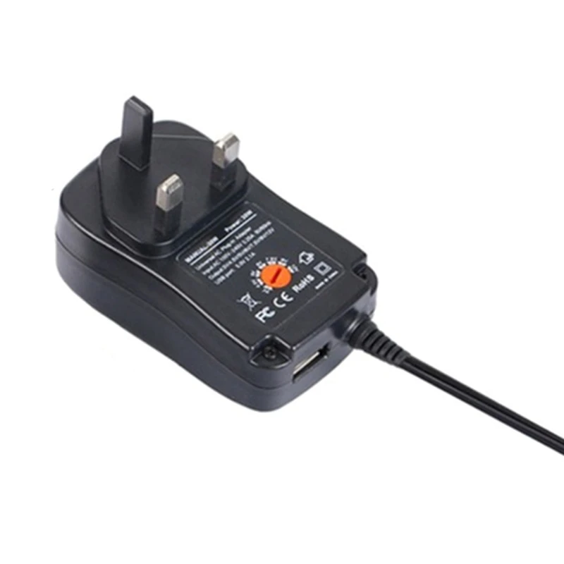 Kompakter Universal-Netzadapter, 6 DC-Stecker, einstellbare Spannung 3 bis 12