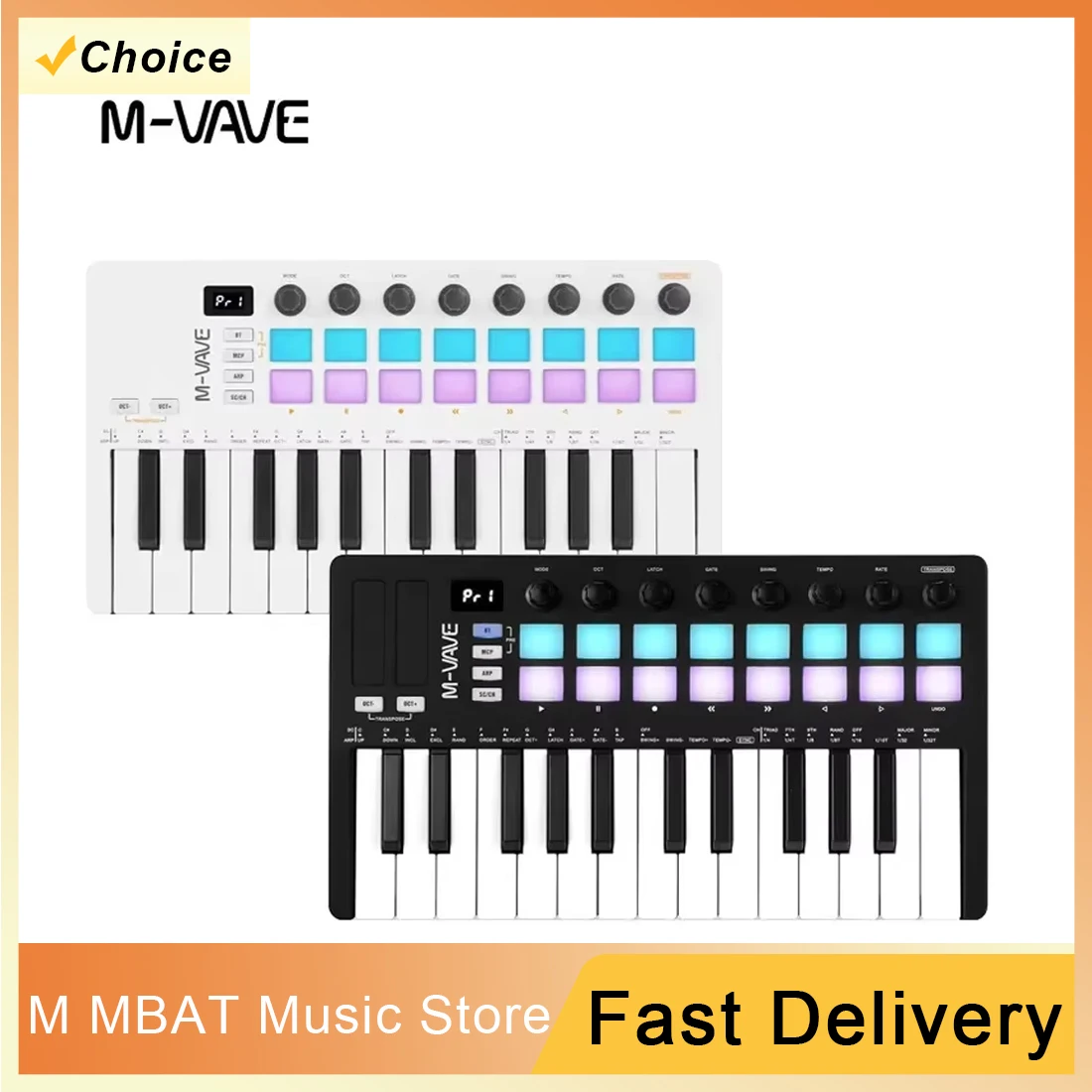 M-VAVE SMK-25 II MIDI Pad Controller Keyboard USB Mini 25 Key، 16 RGB Drum Pads، 8 مقابض وإنتاج الموسيقى، وشملت البرنامج