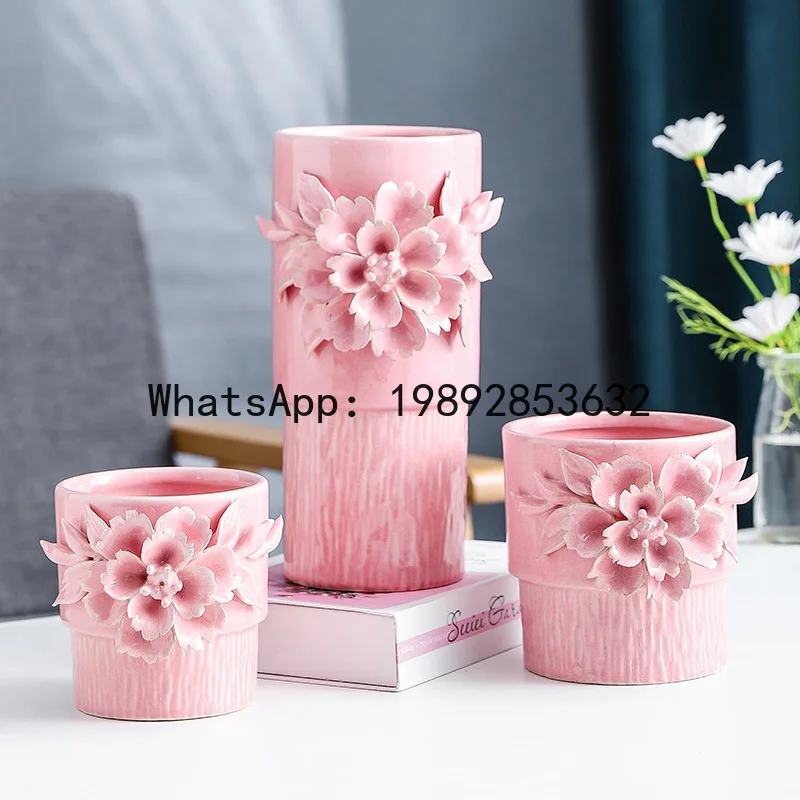 Ceramic vases & planters: handcrafted appliqué, stylish installation, soft decor, home ornaments, artisanal flower arrangements