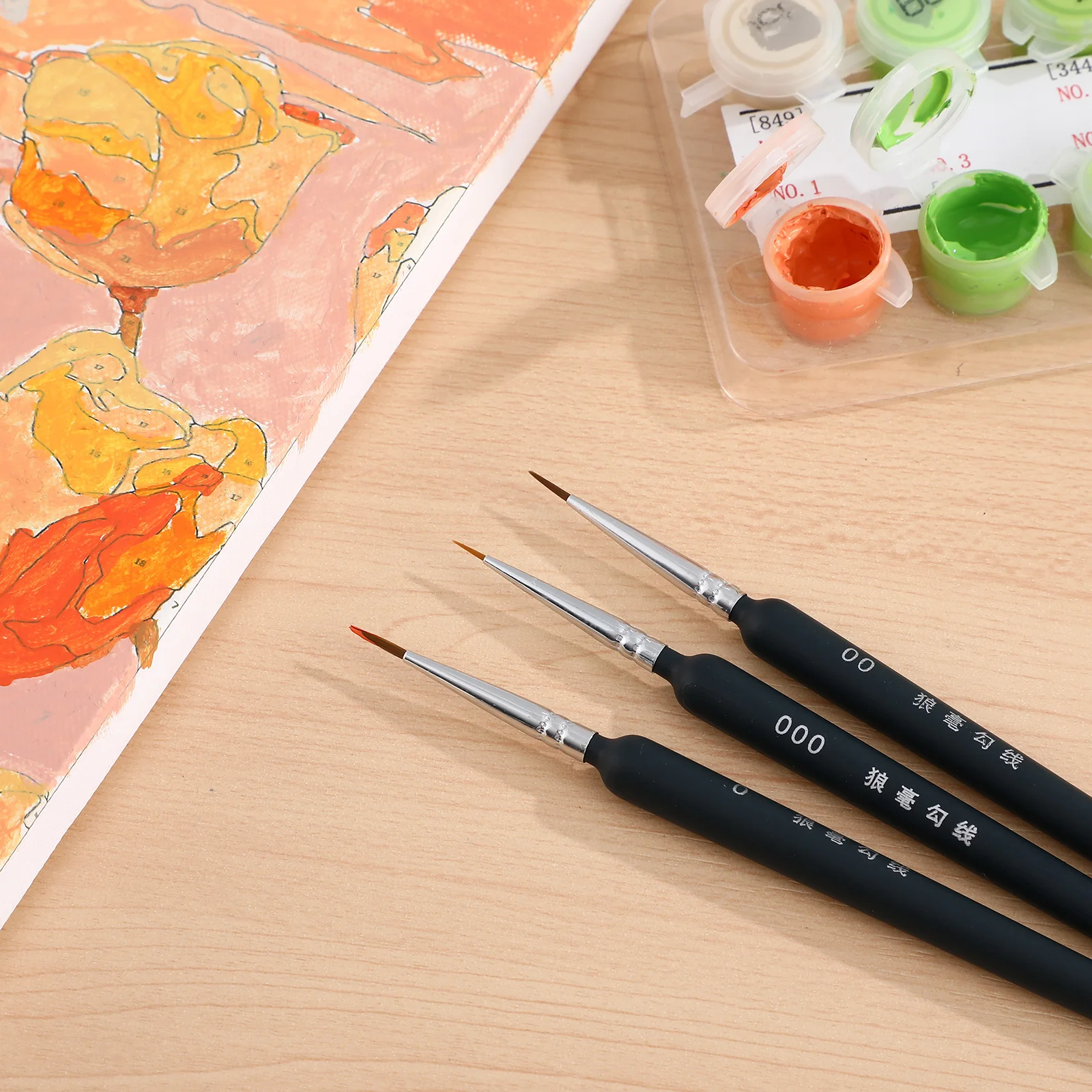 

3 Pcs Wolf Hair Brush Miniature Paint Brushes Gouache Fine Tip Watercolor Paintbrush Tiny Detail Tool