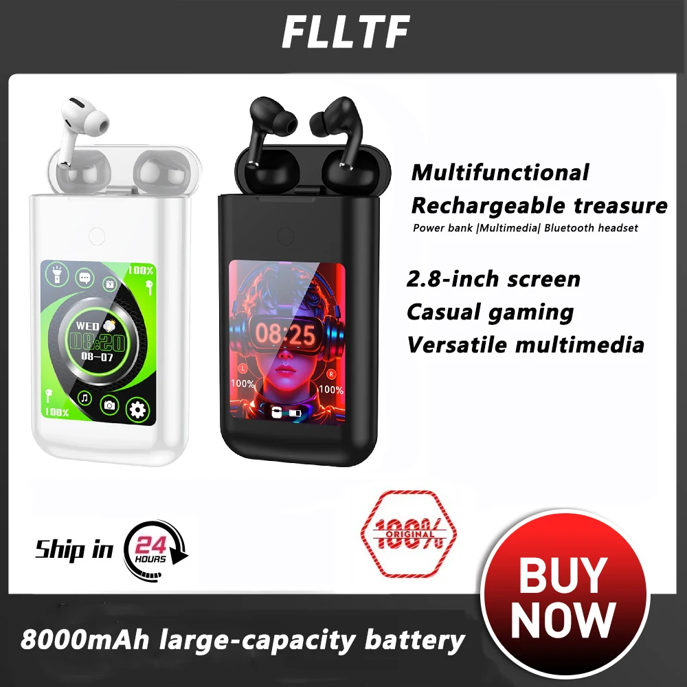 

FLLTF A98 BOX Многофункциональный чехол-вкладыш Bluetooth для беспроводной зарядки наушников с 2,8-дюймовым сенсорным экраном Power Bank Музыкальные игры