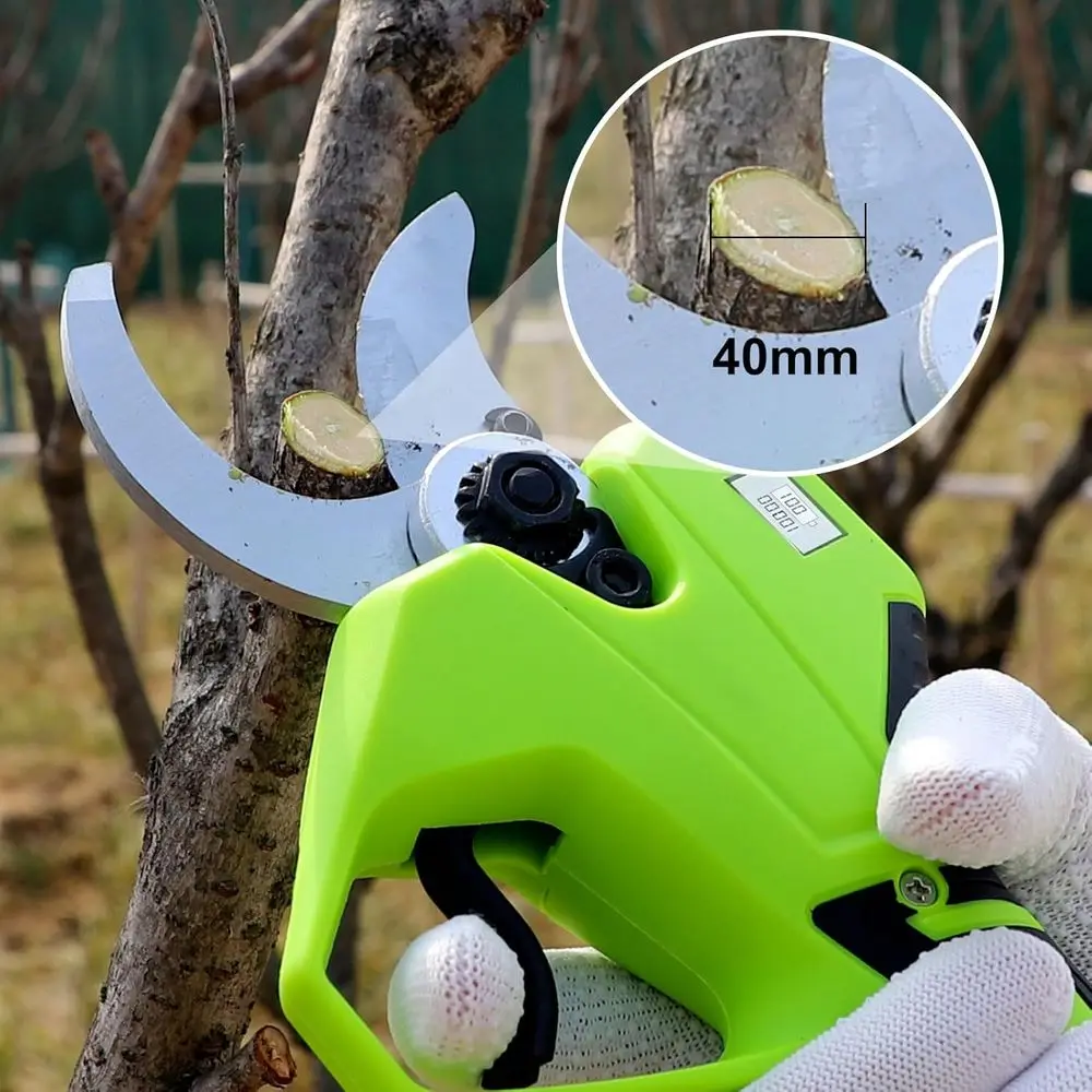 Tesouras de poda elétricas 40mm (1,6 polegadas), podador sem fio resistente com display LCD, tesoura elétrica 20V sem escova para jardinagem