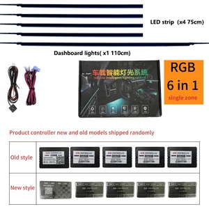 Fonun 18'i 1 arada ışığı ışığında 1'de 6/18'de arabanın içine akrilik boyaya rehberlik edecek bir lif şeridi, araba için çevre, rgb 64 renkli, dekor lambası, atmosfer Birinde 6 büyük satış, led akrilik-no. 3