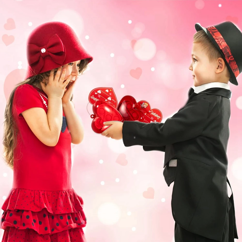 Pop Set Caixas De Coração Com Amor, Alívio Do Estresse Sensorial, Fidget, Chaveiros, Cartões De Presente, Favores De Festa, Dia Dos Namorados,