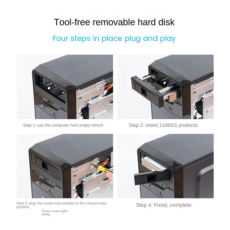 New 1106SS 3.5Inch Trayless Hot Swap Mobile Rack CD-ROM 3.5 Inch Internal SATA Hard Drive SSD Adapter