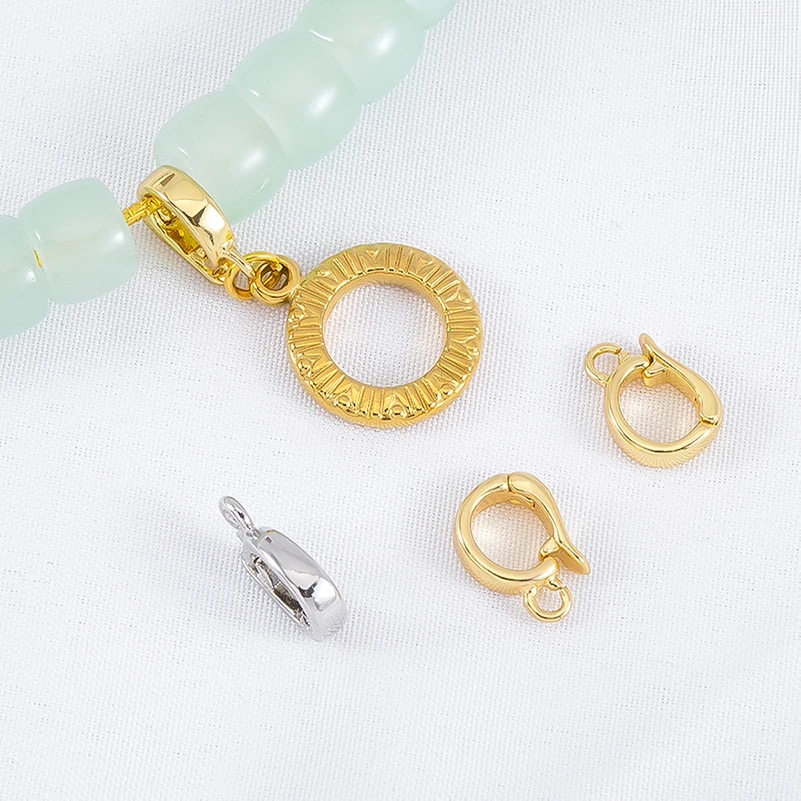 

18K Gold Plated Bails Pendants Copper Charms Clasps Connector Jewelry Making Supplies Hinged Necklace Enhancer Jewelry Findings