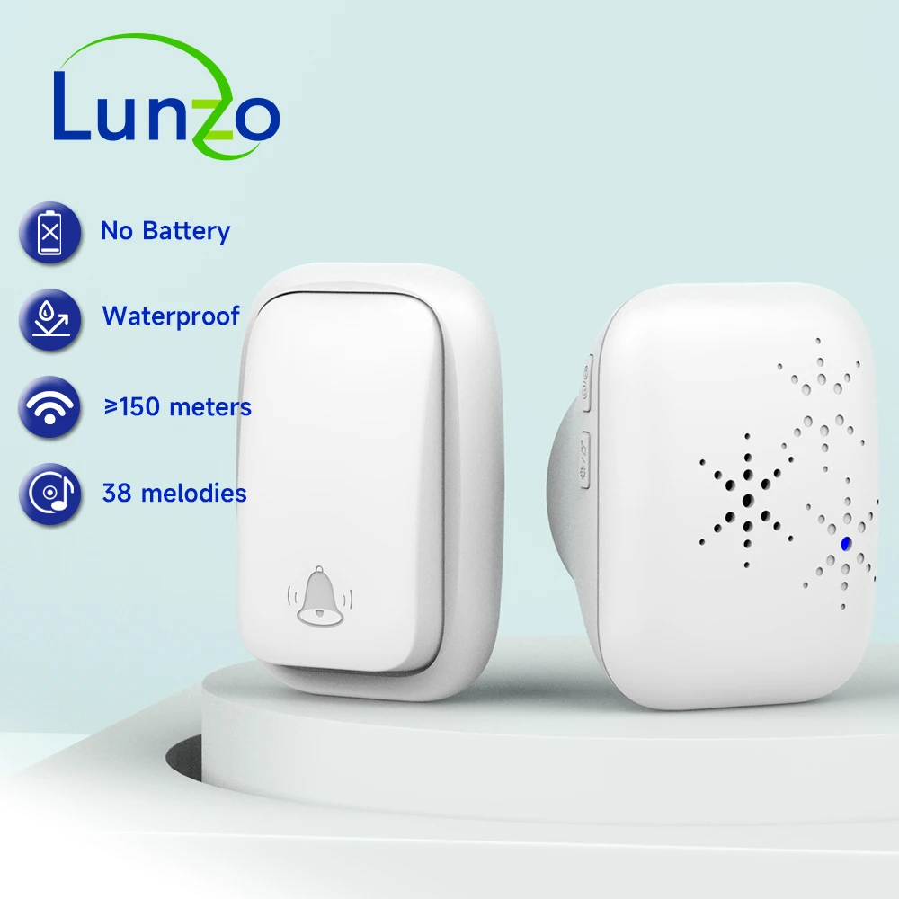 Wireless Self Generating Doorbell Waterproof No Battery 150m Long Distance High Volume Kinetic Door bell