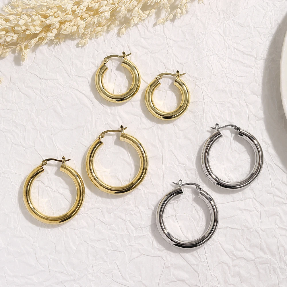 BenS big/middle hoop earrings Hip Hop Style Brass gold plated huggies earrings for women 2024 Fashion jewelry wholesale E19