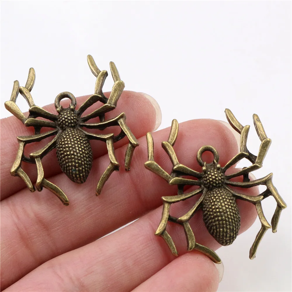 35x32mm 5pcs Antique Bronze and Antique Silver Plated Spider Handmade Charms Pendant:DIY for bracelet necklace