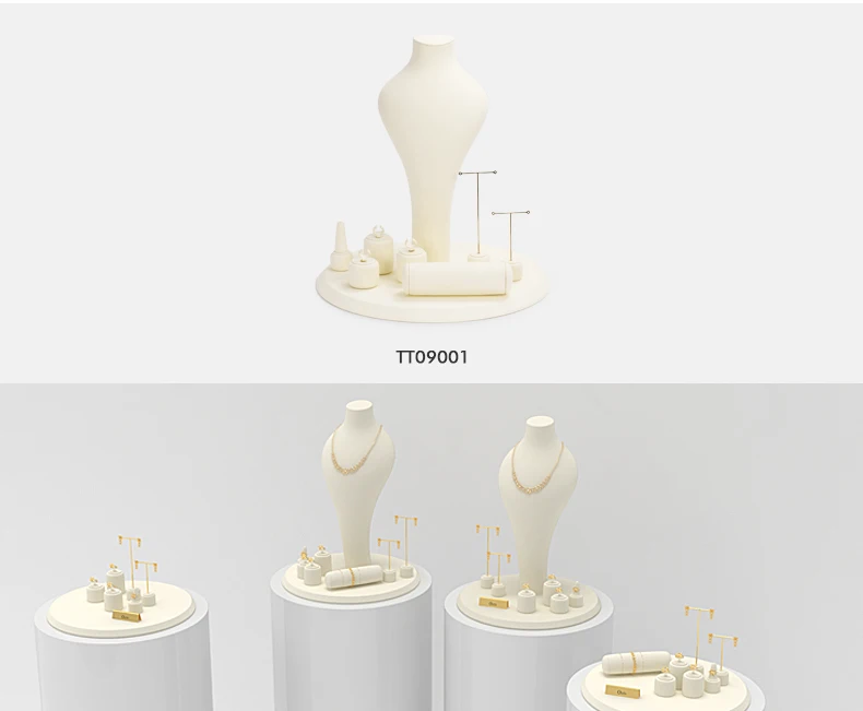 Oirlv Mikrofaser-Leder Schmuck-Präsentationsset Weißes Vitrinen-Organizer-Kit für Halsketten, Ringe, Ohrringe, Armbänder & Einzelhandel – Detail 7