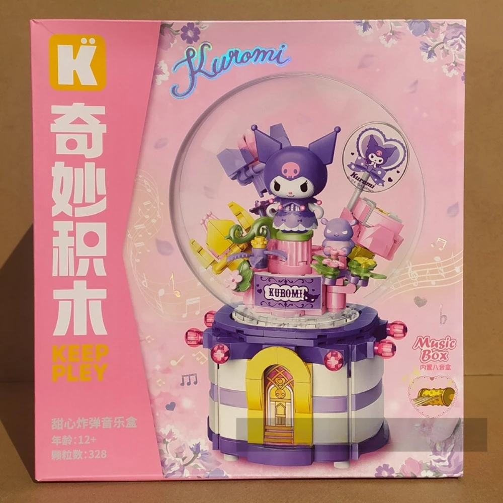 Keeppley sanrio bloco de construção coleção menina presente aniversário kuromi olá kitty cinnamoroll minha melodia diversão quebra-cabeça montagem brinquedo