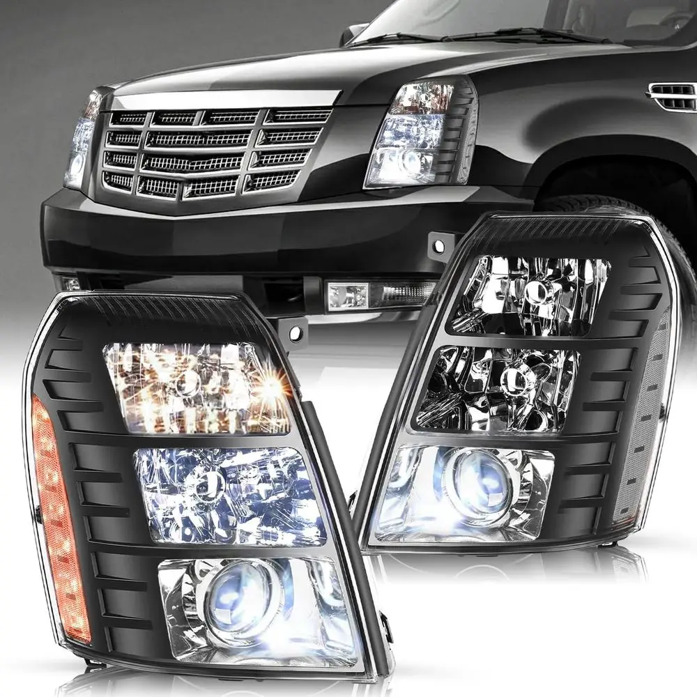 

Фары в сборе, совместимые с Cadillac Escalade 2007-2014, HID/ксенон, черные, прозрачные, для водителя и пассажира