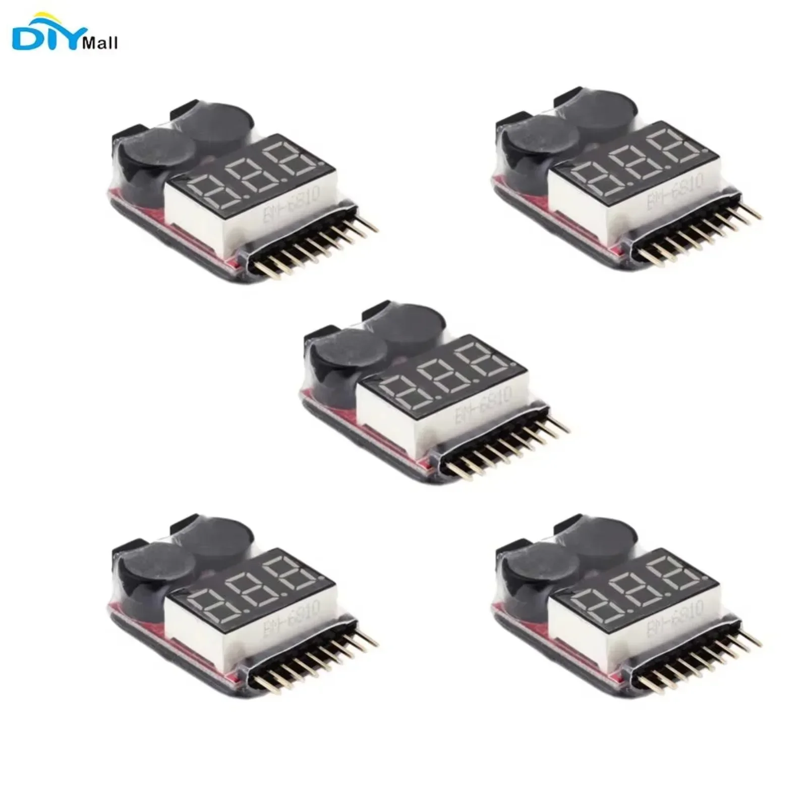 

5pcs 1-8S Battery Voltage 2IN1 Tester Low Voltage Buzzer Alarm Use for 1-8S Lipo/Li-ion/LiMn/Li-Fe