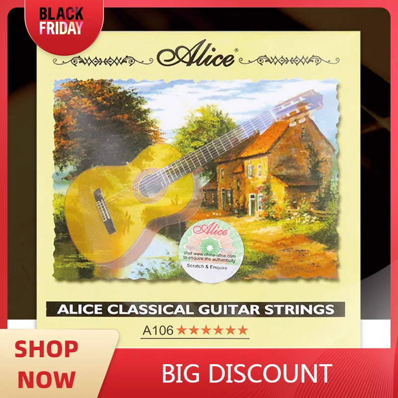 

1 Set Alice Classical Guitar Strings 6Pcs A106 Clear Nylon And Silver Plated Copper Wound Guitar Parts Accessories