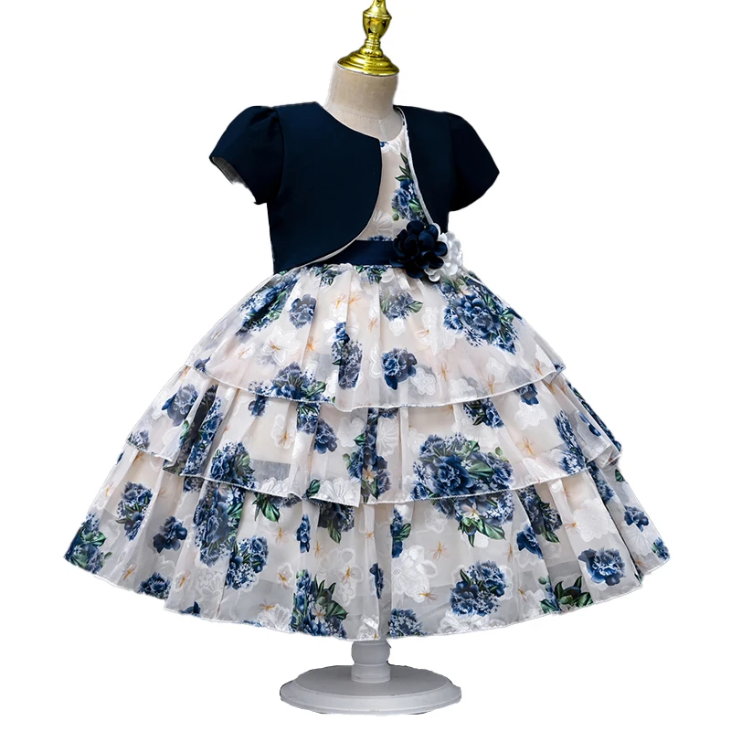 Yoliyolei Chiffon Layers Ball Dresses Children 3 Pcs Set 5 Years Birthday Kids Gown Summer Child Clothes Dress With Bag Coat