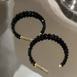 New Fashion Simple Trend Round Black Crystal Hoop Earrings Geometric Earrings Women Elegant Exquisite Jewelry Gifts Wholesale