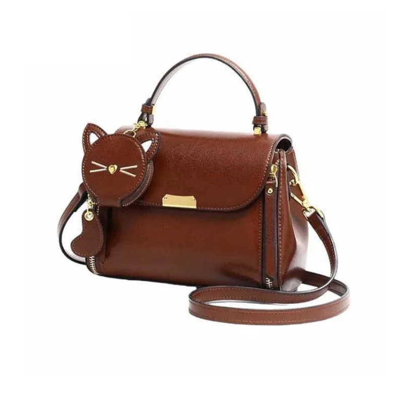 

Модная универсальная сумка через плечо с косой ручкой большой емкости Изысканная индивидуальная стильная сумка через плечо в форме кошки на одно плечо