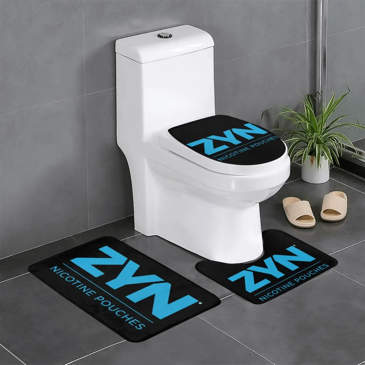 

Zyn 3 Pcs Bath Mat Bathroom Set Toilet Lid Cover Home Decor Non-Slip Carpet Floor Rug