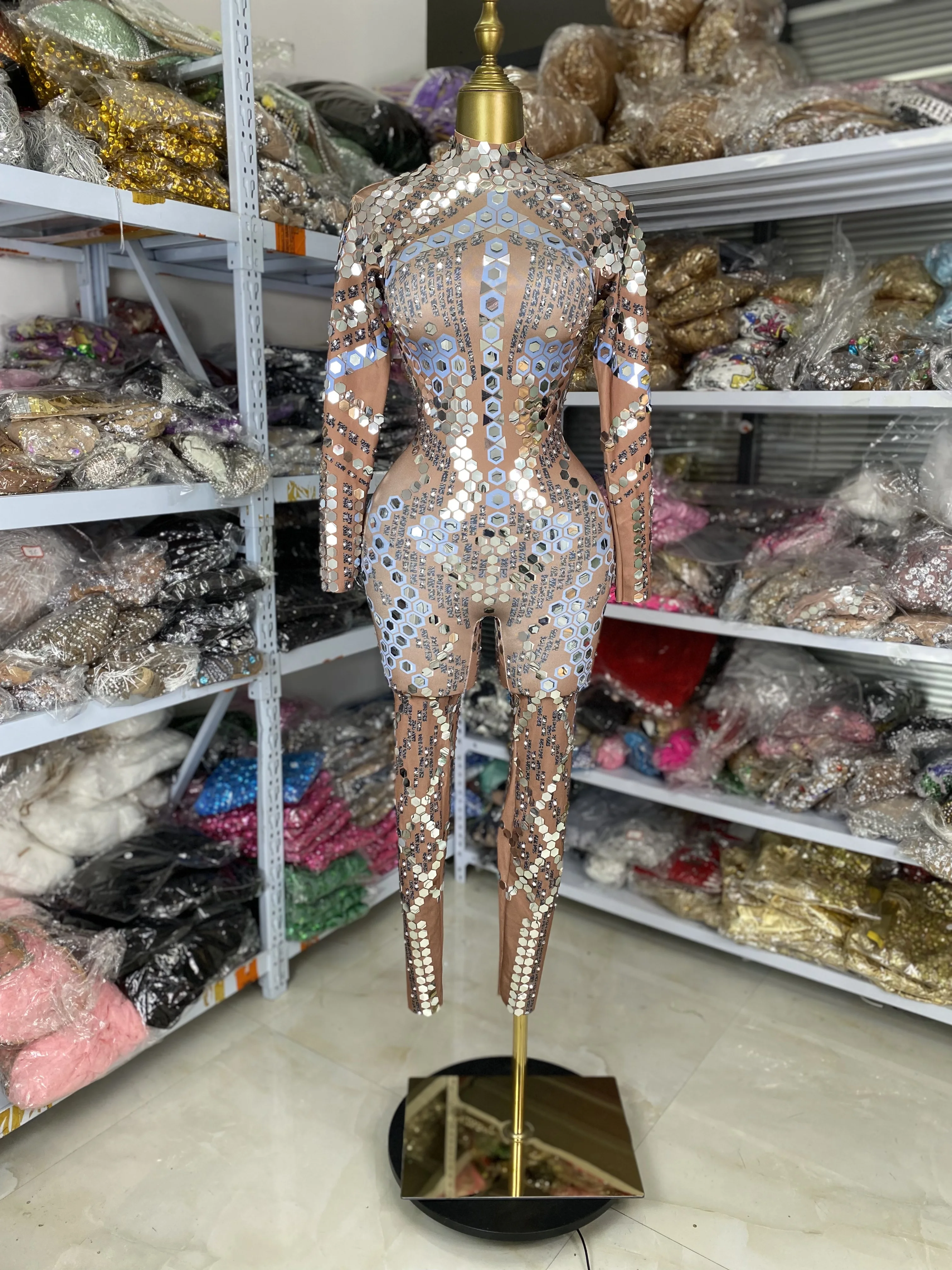 Monos de LICRA con lentejuelas brillantes para mujer, vestidos de salón, fiesta de noche, Bar nocturno, DJ, Gogo, disfraces de actuación, envío gratis