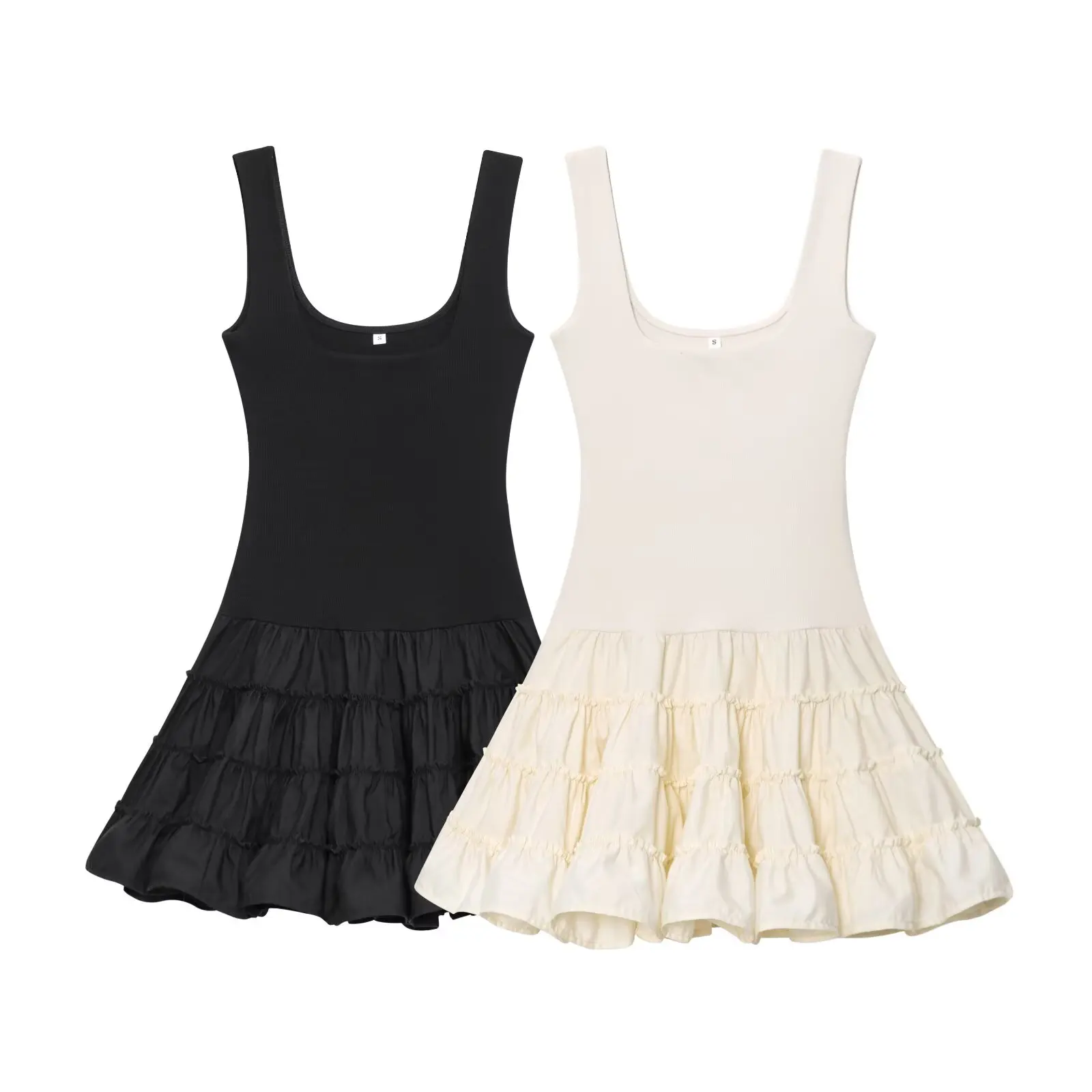 Vestido F Casual de Poliéster com Design Moderno em Patchwork e Alças, Estilo Solto, Novo Lançamento de Outono