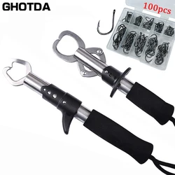 Antiruggine professionale Fish Controller Grip Lip Grabber Tool 100 pz/scatola ami da pesca attrezzatura da pesca in mare in acciaio inossidabile