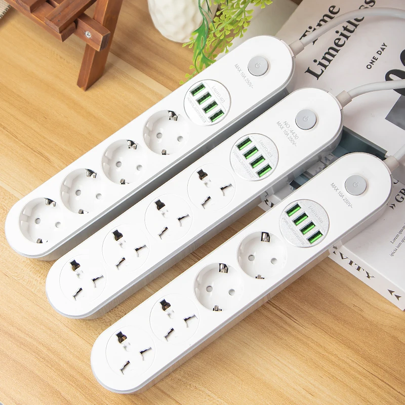 Regleta inteligente UE con 4 tomas de corriente estándar de la UE 4 puertos de carga USB toma de extensión con 4 salidas