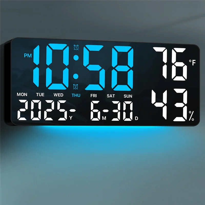 

ABJI-13.8"Large Digital Wall Clock With Remote Control For Living Room, Bedroom, Decor, Gift