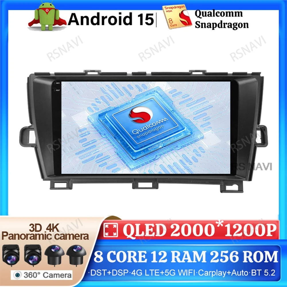 

Android 15 Car Radio For Toyota Prius XW30 2009 - 2015 Stereo Wireless Carplay Auto Viedo Player Qualcomm Autoradio 4G LTE DVD