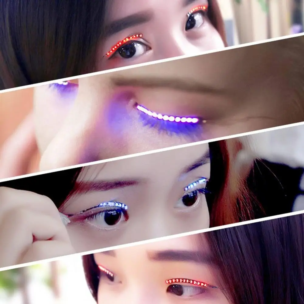 LED Eyelashes Charming Unique Light-up Eyeliner Halloween Shining Eyelid Tape for Parties Nightclubs Bar