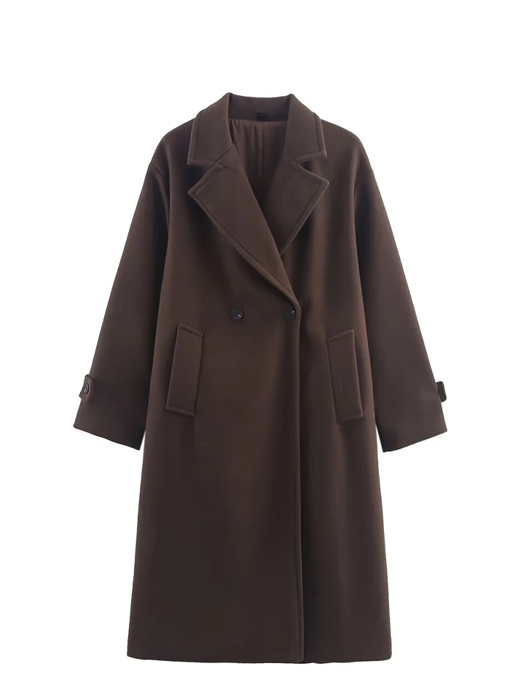 

HH Women's Autumn Winter New Fashion Versatile Lapel Woolen Edition Coat Female Simple Temperament High Street Casual Jacket