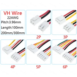 2/5PCS JST VH3.96 VH 3.96mm 100/200/300mm Female Housing Plug Connector Wire Cable 2 3 4 5 6 7 8 9 10Pin 22AWG Wire 20cm Length