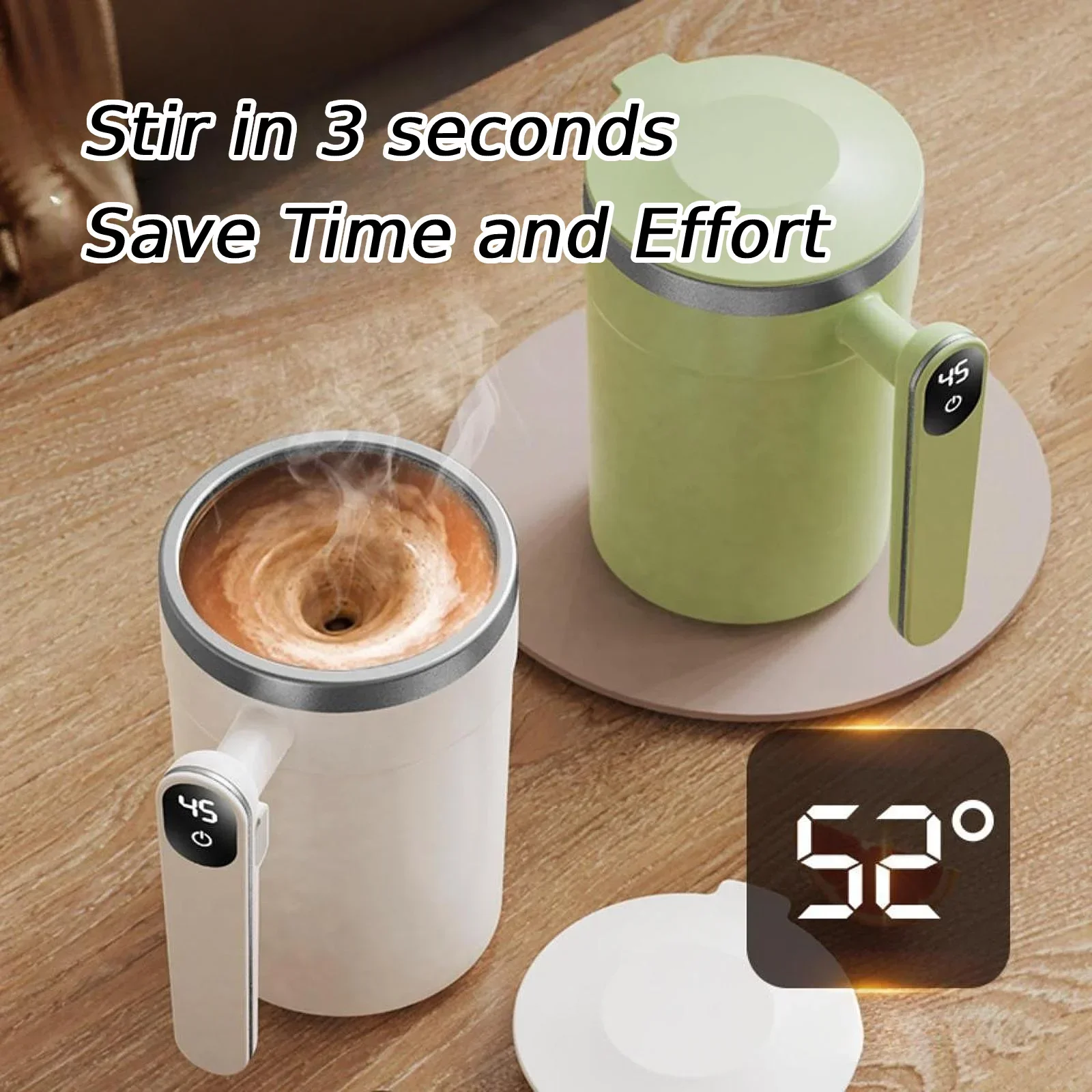 Automatic Stirring Cup Rechargeable Portable Coffee Electric Stirring Stainless Steel Mixer Rotating Magnetic Self Stirring Mugs