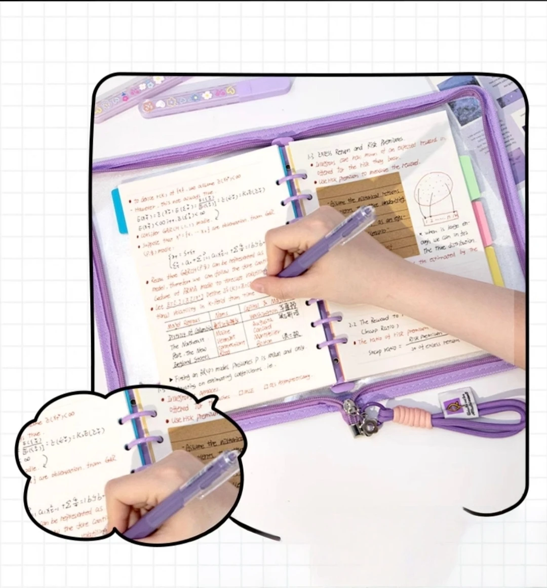 Picture 5: A5 6 Ring Clear Storage Binder Waterproof Sparkling PVC Zipper Notebook with Binder Pockets, Divider, Refill Paper,Sticker