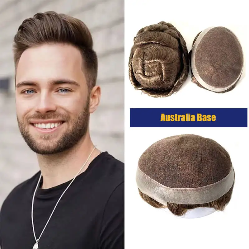 New Australia--Male Hair Prosthesis Toupee Men Breathable Lace and PU Men's Wig For Men Natural Hairline 6 Men's Hair System