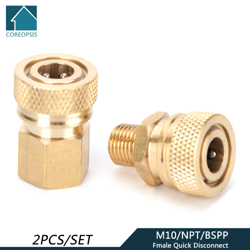 

1/8BSPP 1/8NPT M10 Thread 8mm Filling Head Quick Disconnect Connector Air Refilling Copper Quick Coupling Fittings Socket 2pcs