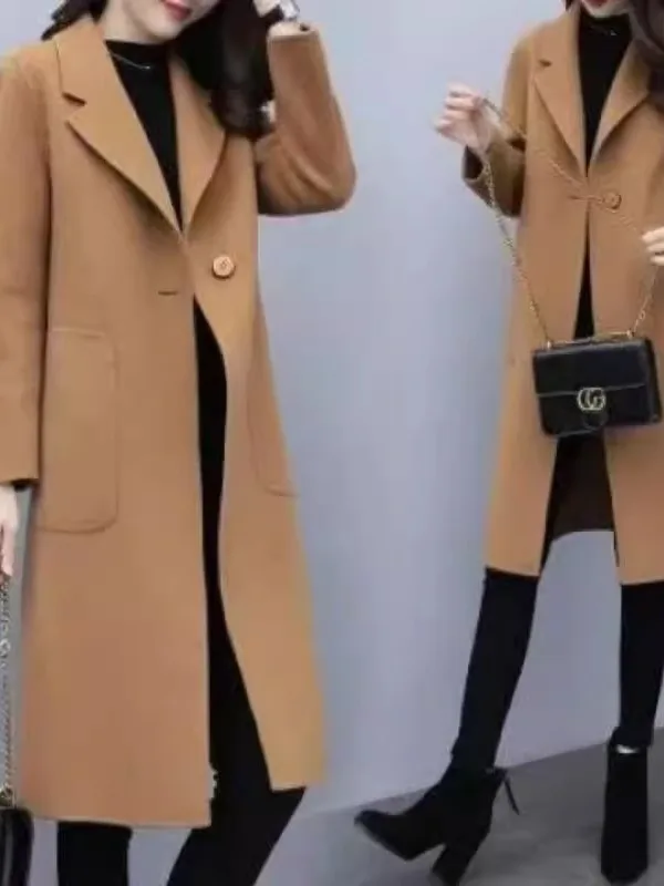 

Зимнее шерстяное пальто больших размеров длиной до колена, костюм с воротником, верхняя одежда, повседневная одежда из полиэфирного волокна с высокой талией, длинный свек Jaet