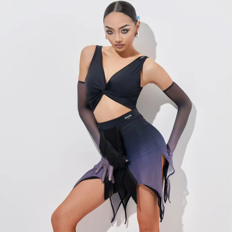 

Fashion Adults Latin Dance Clothing For Women'S Latin Dance Competition Costume Sexy Short Top Irregular Skirt Stage Suits DW245